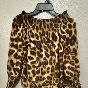 Leopard Print Off-Shoulder Top